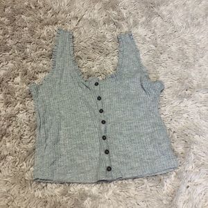 Grey ruffled sleeve tank top